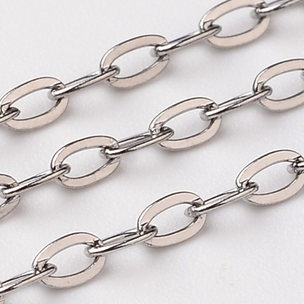 Stainless Steel Cable Chain, 3.6x2.3x0.5mm, 1 Metre Stainless Steel Cable Chain, 3.6x2.3x0.5mm, 1 Metre