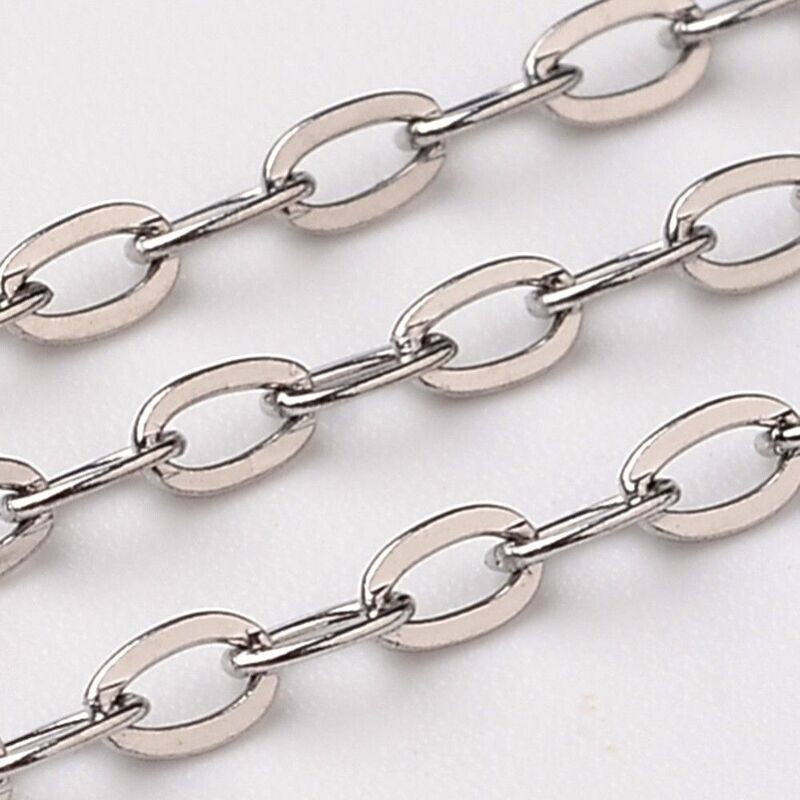 Stainless Steel Cable Chain, 3.6x2.3x0.5mm, 1 Metre Stainless Steel Cable Chain, 3.6x2.3x0.5mm, 1 Metre