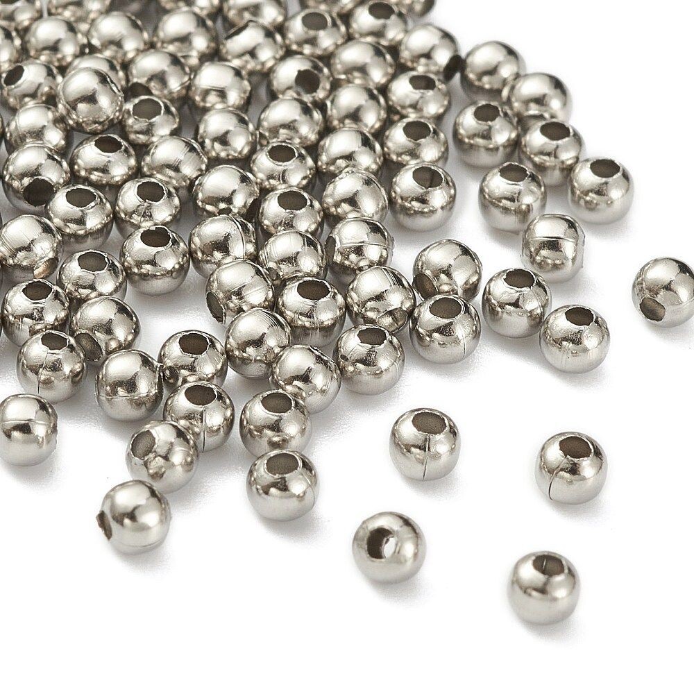 100 x Stainless Steel Beads, 3mm, 100 x Stainless Steel Beads, 3mm,