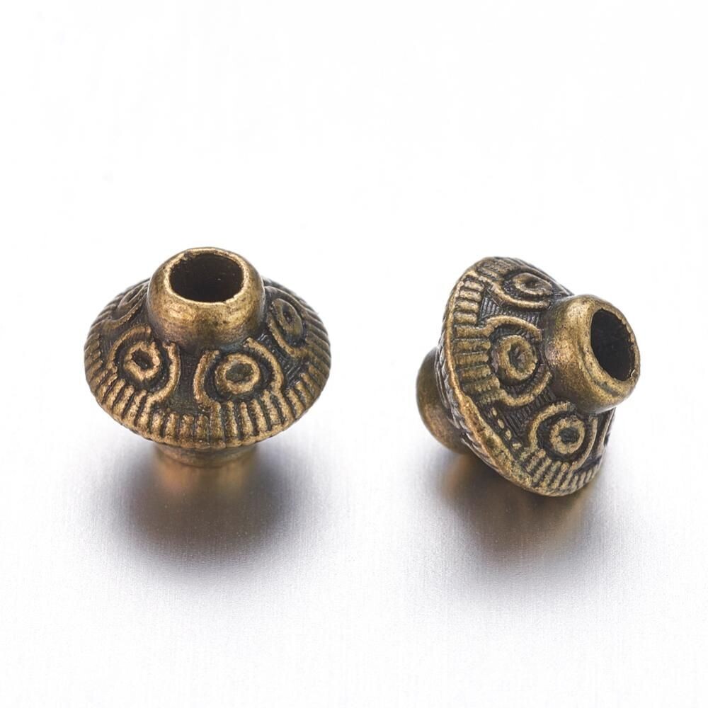 50 x Antique Bronze Plated Bicone Beads, 5x6mm
