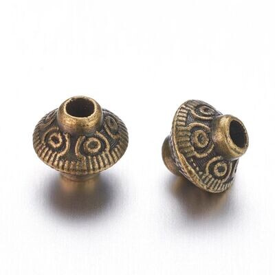 50 x Antique Bronze Plated Bicone Beads, 5x6mm