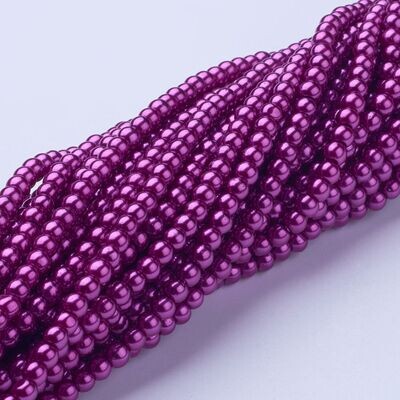 4mm Glass Pearls in Purple, 1 Strand 4mm Glass Pearls in Purple, 1 Strand
