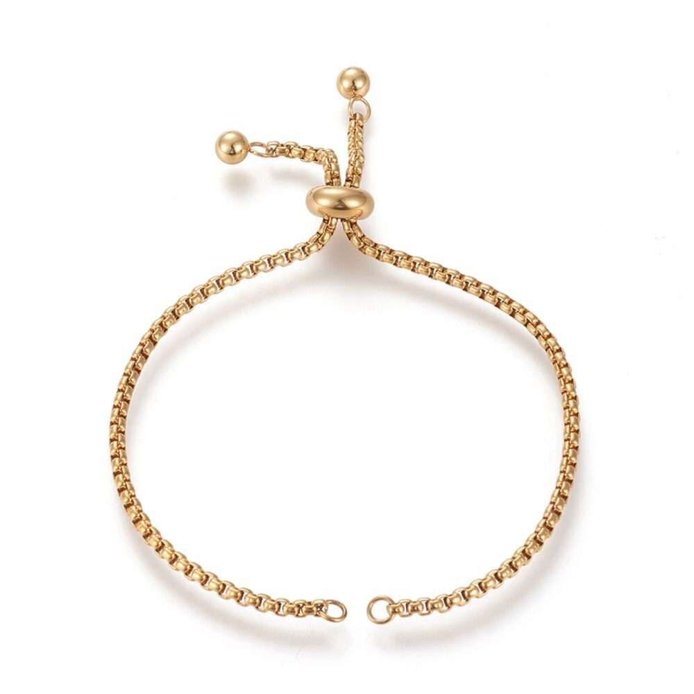 Adjustable Stainless Steel Gold Box Chain Bracelet Adjustable Stainless Steel Gold Box Chain Bracelet