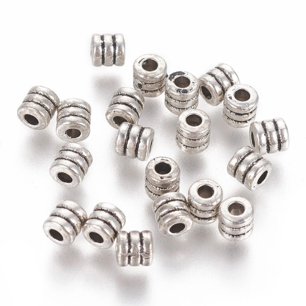 50 x Antique Silver Tubes, 4mm