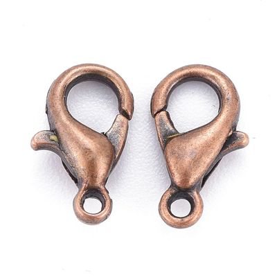 10 x Antique Copper Plated Lobster Clasps & Split Rings, 10x6mm
