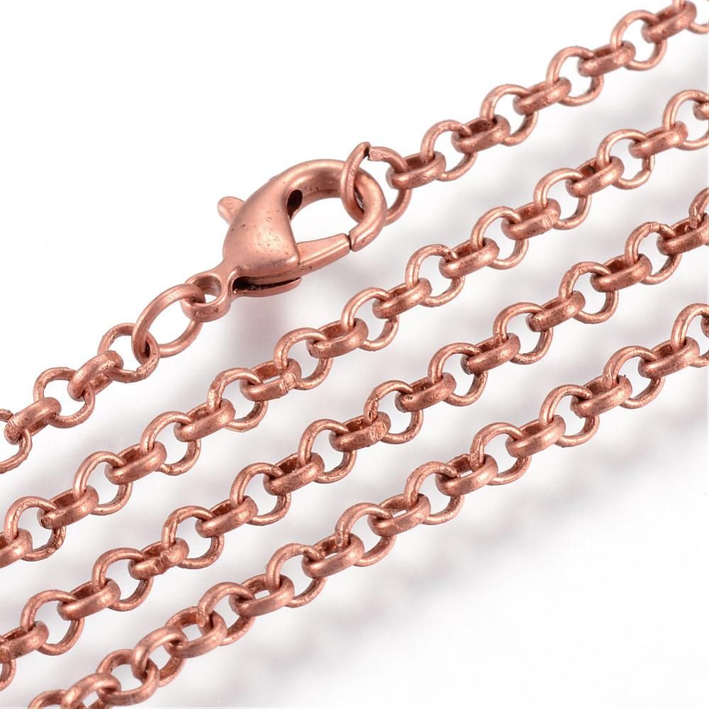 Antique Copper Plated Finished Rolo Chain, 17.5"