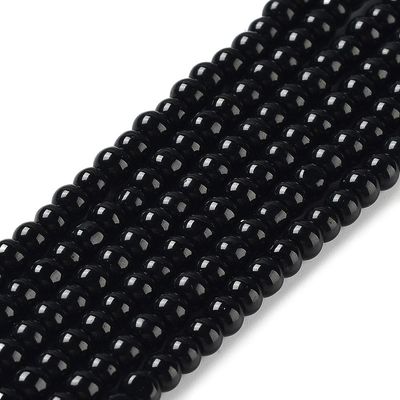 4mm Glass Pearls in Black, 1 Strand 4mm Glass Pearls in Black, 1 Strand
