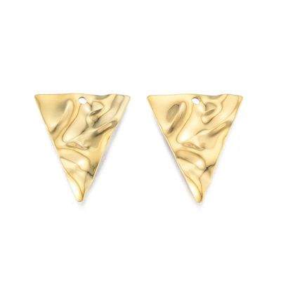 Stainless Steel Gold Wavy Triangle Drop Pendant, 28x23mm Stainless Steel Gold Wavy Triangle Drop Pendant, 28x23mm