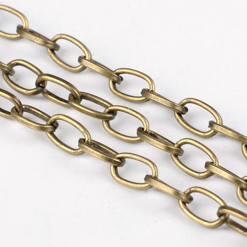 Antique Bronze Plated Cable Chain 6.5x4mm, sold per 1 metre