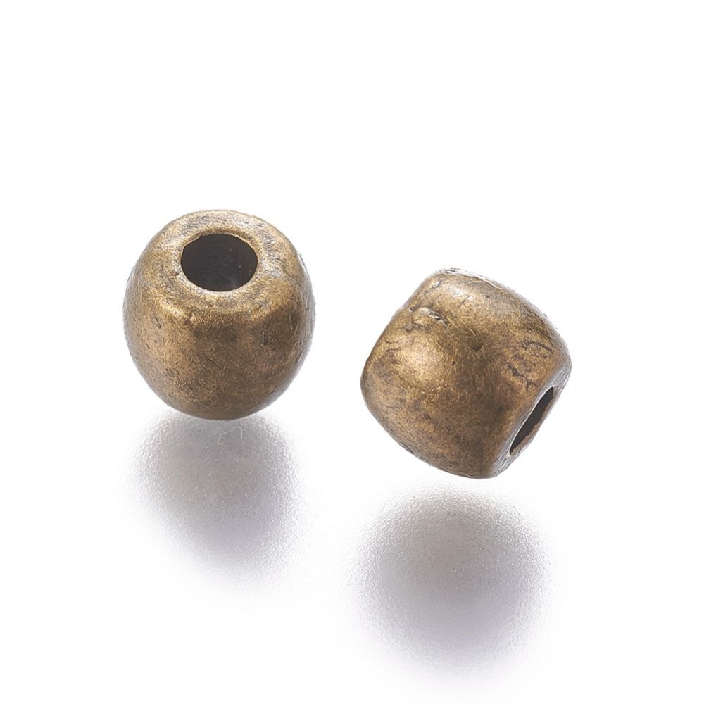 50 x Antique Bronze Plated Barrel Beads, 6x5mm