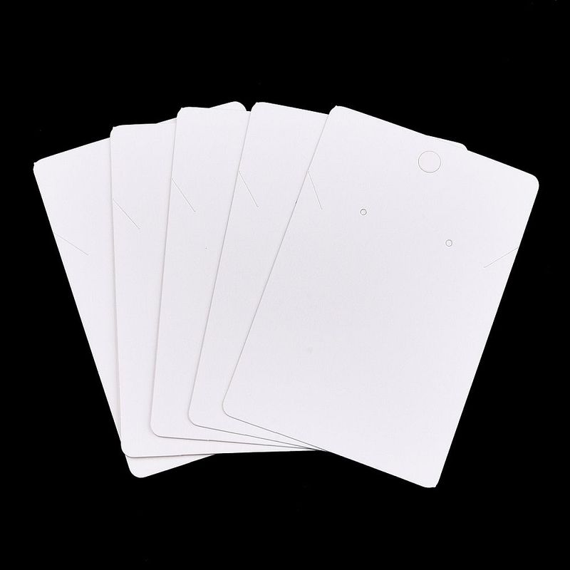 10 x Display Cards for Pendant Necklace or Earrings, White, 90x60mm