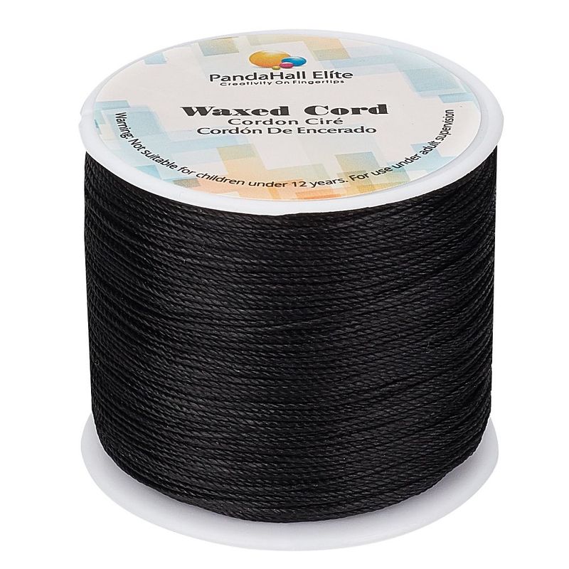5m x Waxed Polyester Cord, Black, 0.5mm