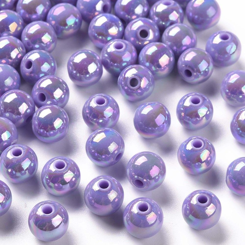 30 x AB Plated Light Purple Acrylic Beads, 10mm 30 x AB Plated Light Purple Acrylic Beads, 10mm