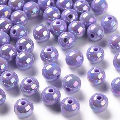 30 x AB Plated Light Purple Acrylic Beads, 10mm 30 x AB Plated Light Purple Acrylic Beads, 10mm
