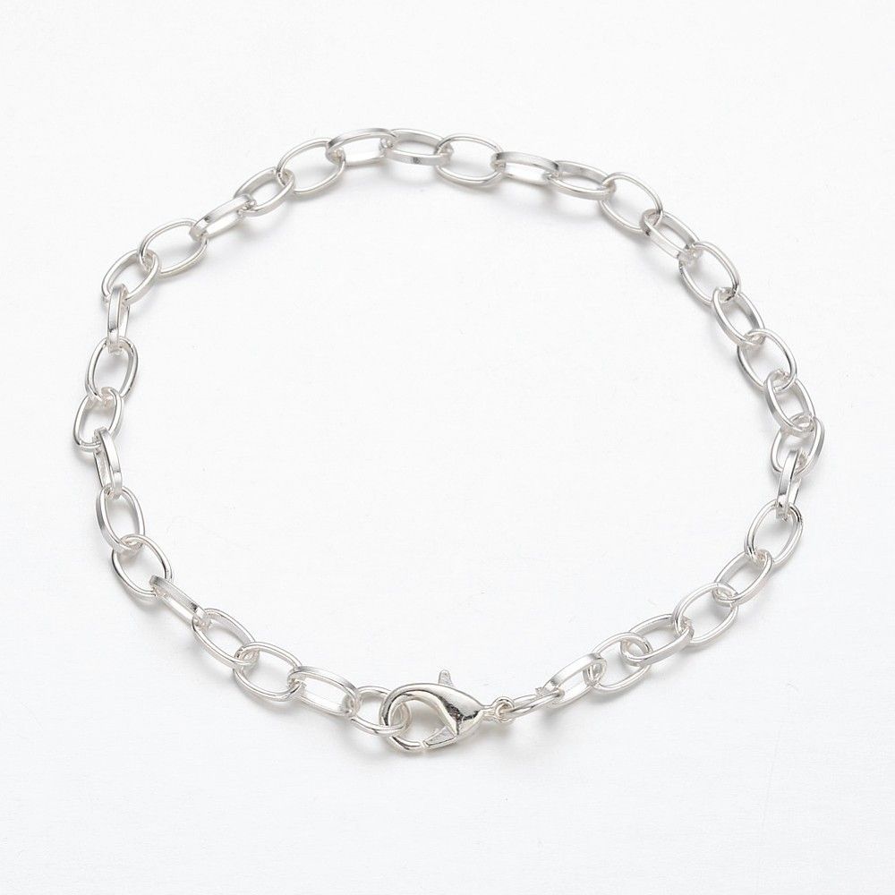 Silver Plated Bracelet Chain with Clasp, 20cm/8 Silver Plated Bracelet Chain with Clasp, 20cm/8"