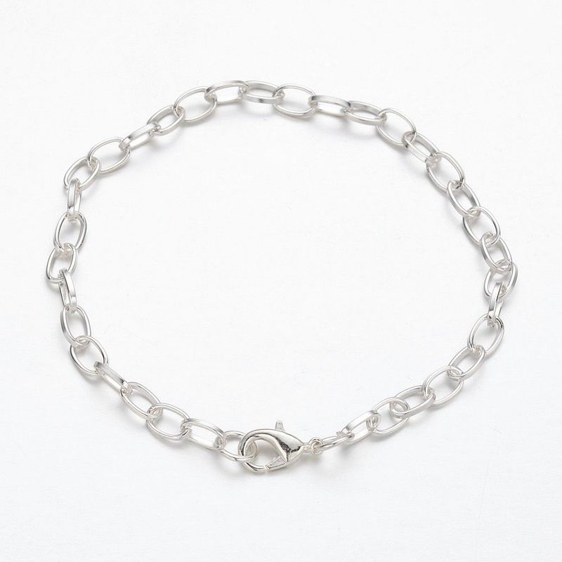 Silver Plated Bracelet Chain with Clasp, 20cm/8"