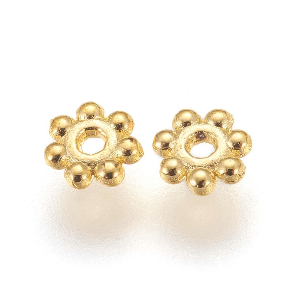 100 x Gold Daisy Spacer Beads, 4mm 100 x Gold Daisy Spacer Beads, 4mm