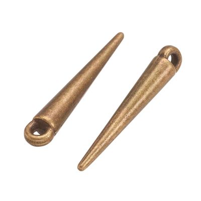 20 x Antique Bronze Plated Tibetan Style Spike Charms/Pendants, 21x3mm