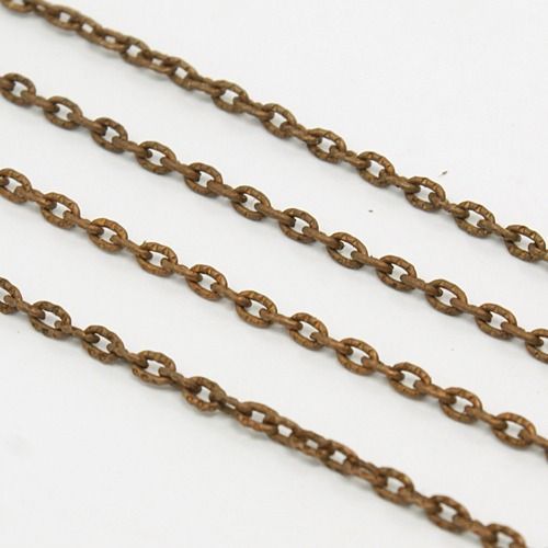 Antique Copper Plated Cable Chain, 3x2mm, 1 Metre