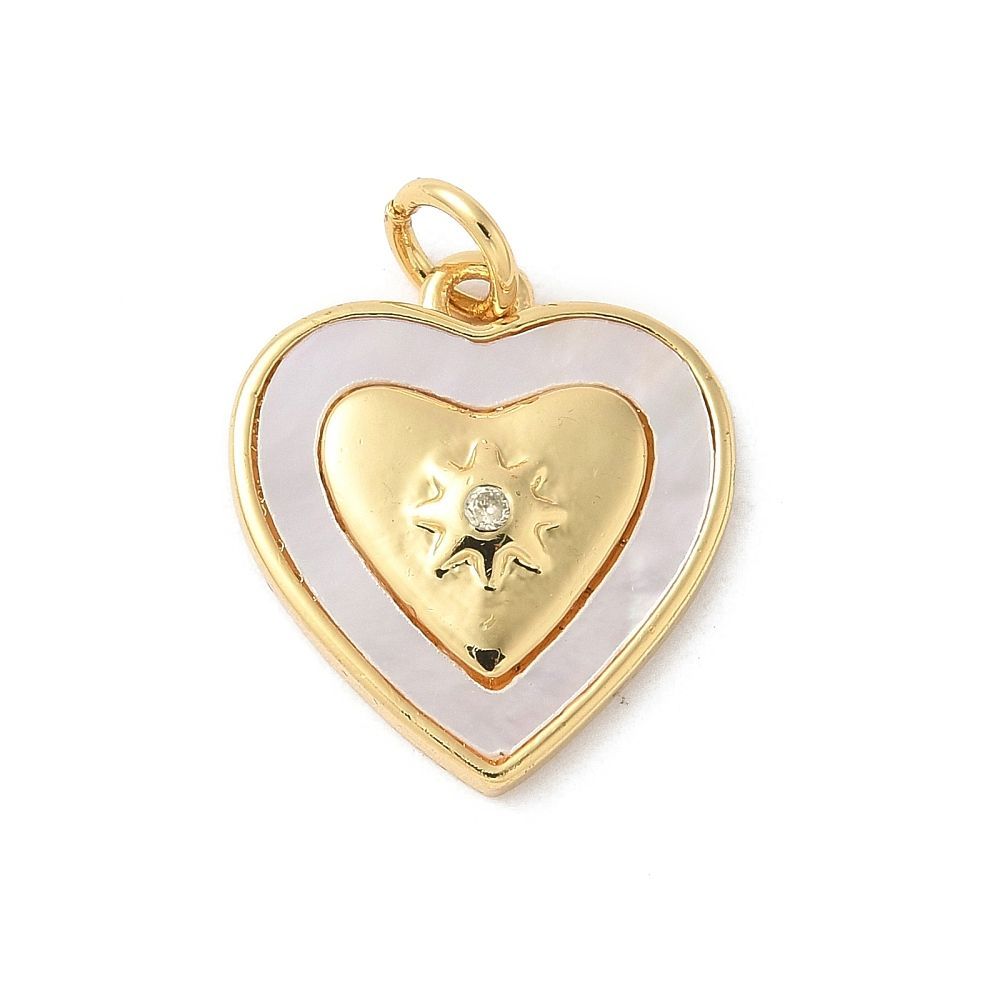 Mother of Pearl Real Gold Plated Heart Pendant, 16x15mm Mother of Pearl Real Gold Plated Heart Pendant, 16x15mm