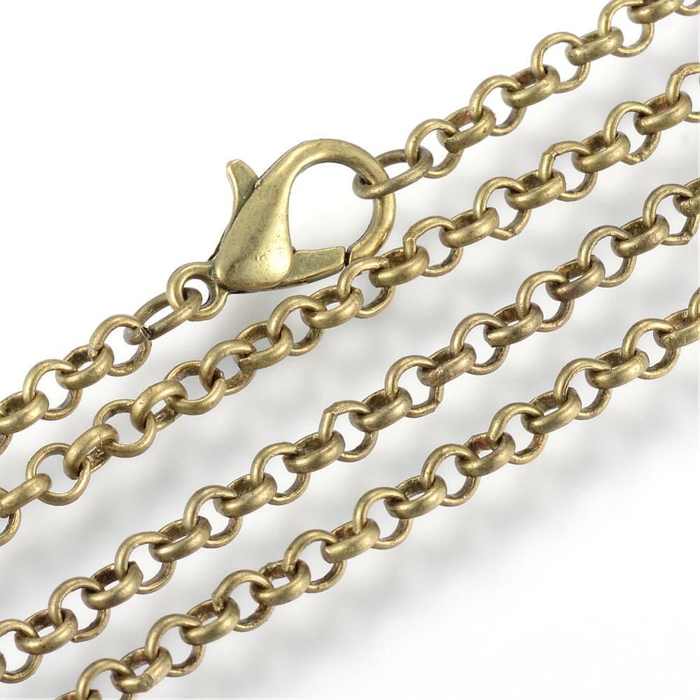 Antique Bronze Plated Finished Rolo Chain, 17.5"