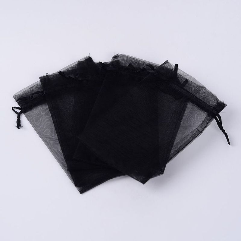 10 x 10x8cm Organza Pouches, Black