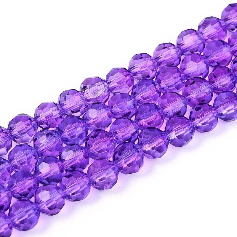 6mm Faceted Glass Beads in Purple, 1 Strand 6mm Faceted Glass Beads in Purple, 1 Strand