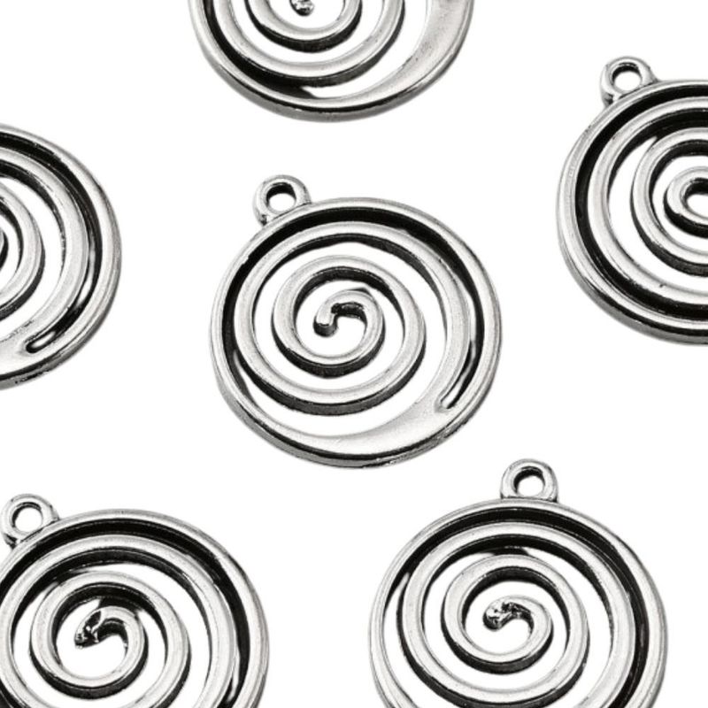 Antique Silver Spiral Pendant, 19x17x2mm