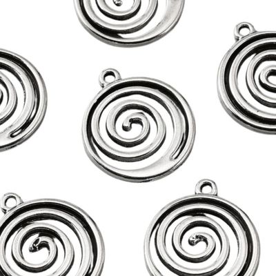 Antique Silver Spiral Pendant, 19x17x2mm