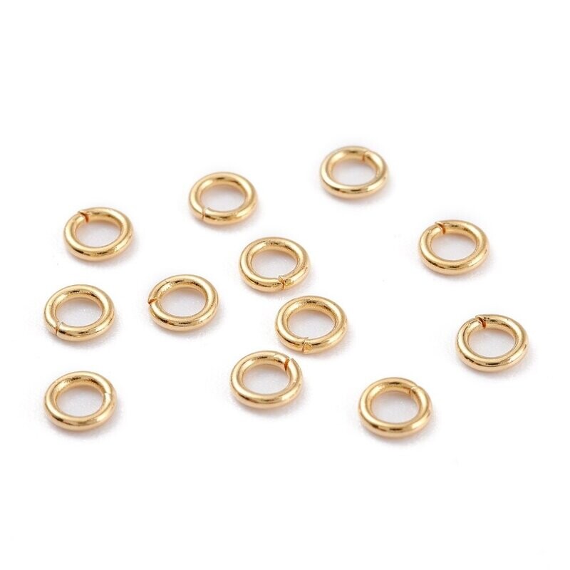 50 x Stainless Steel Gold Jump Rings, 5x0.8mm
