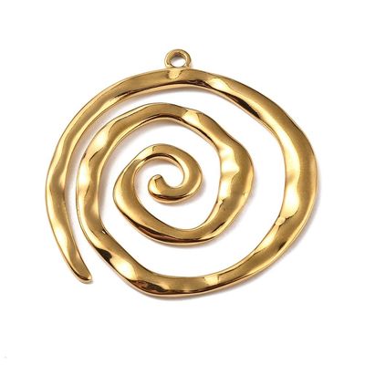 Stainless Steel Gold Spiral Pendant, 42x41x2mm
