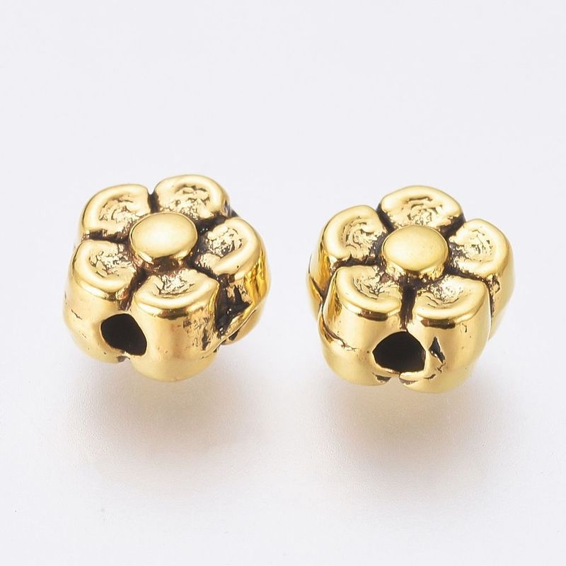 50 x Antique Gold Flower Beads, 5mm