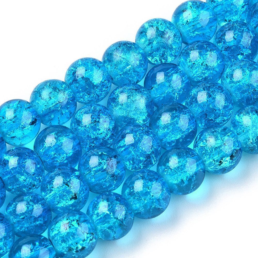 50 x 8mm Crackle Glass in Turquoise