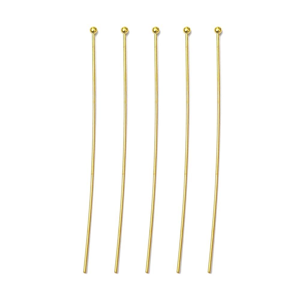 50 x Gold Plated BALL Head Pins 60mm x 0.7mm 50 x Gold Plated BALL Head Pins 60mm x 0.7mm