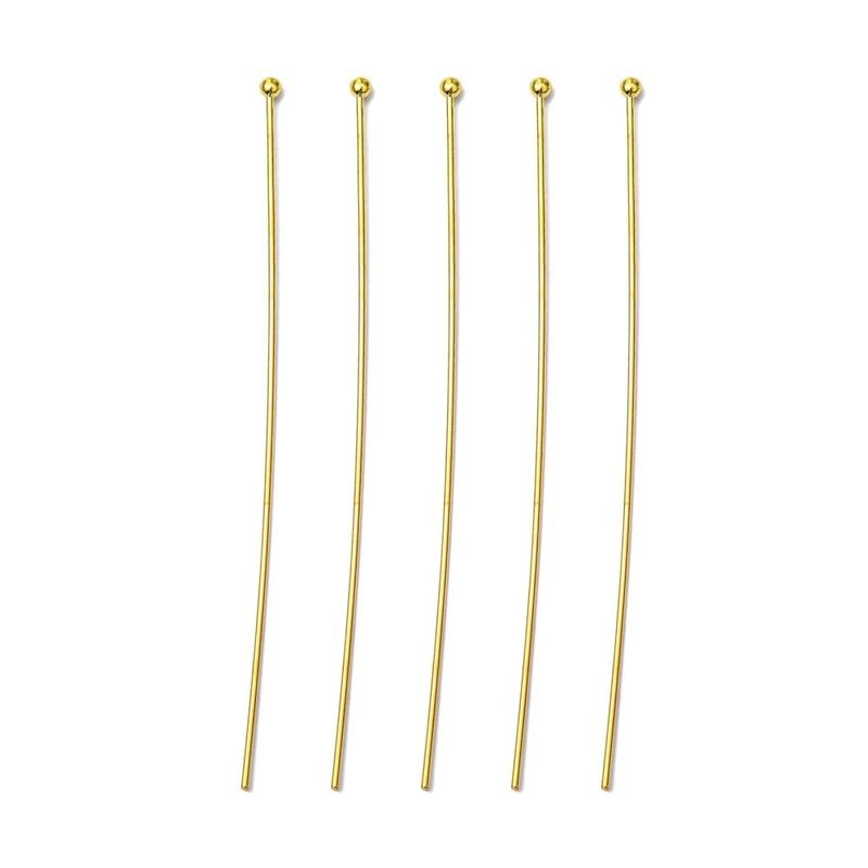 50 x Gold Plated BALL Head Pins 60mm x 0.7mm 50 x Gold Plated BALL Head Pins 60mm x 0.7mm