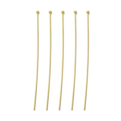 50 x Gold Plated BALL Head Pins 60mm x 0.7mm