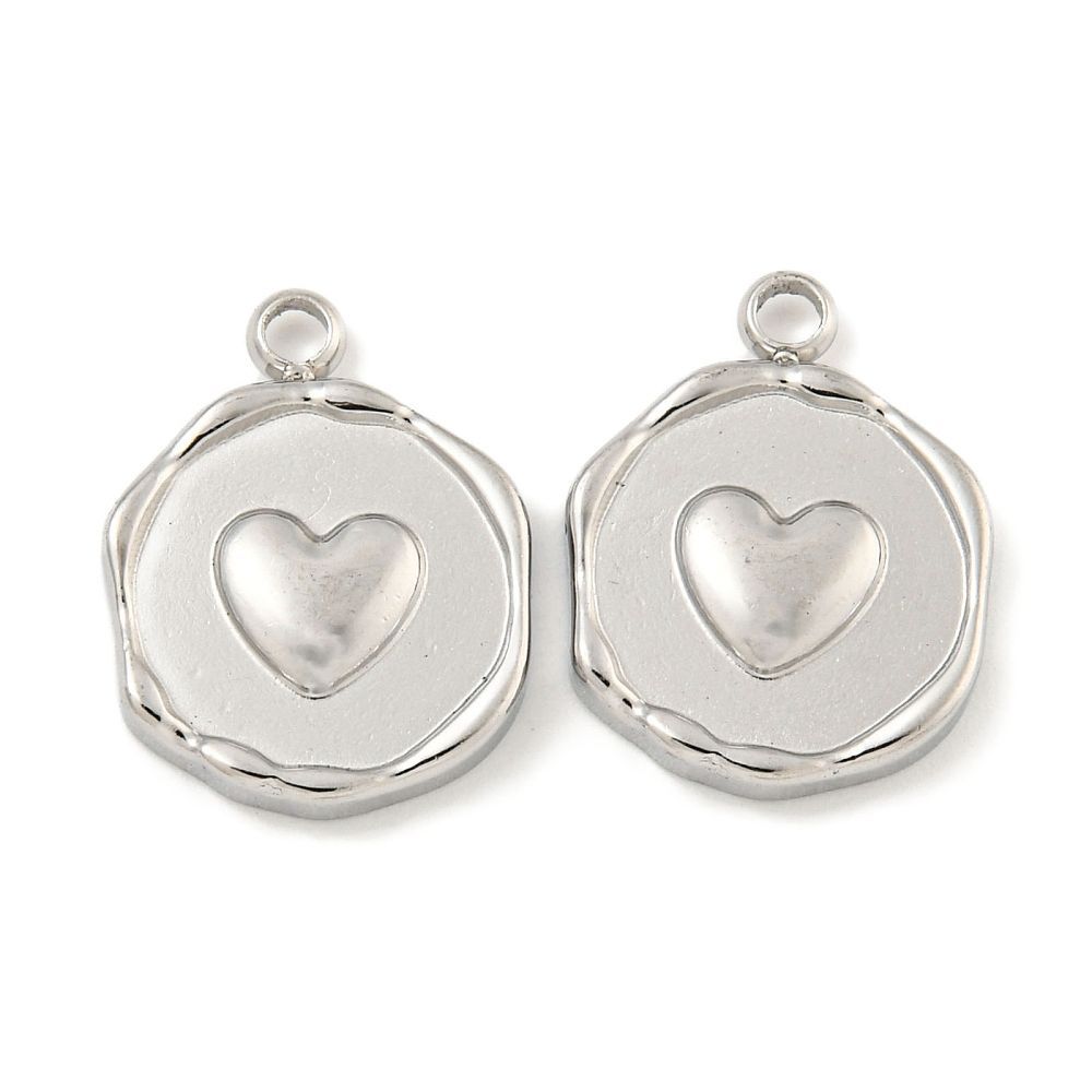 Stainless Steel Heart Charm/Pendant, 16x12x2mm