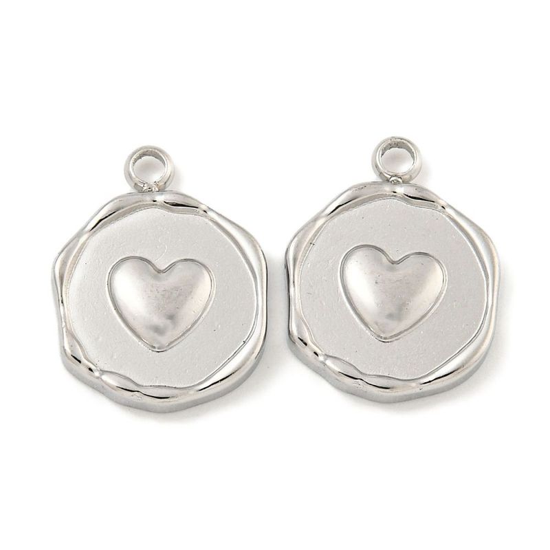 Stainless Steel Heart Charm/Pendant, 16x12x2mm