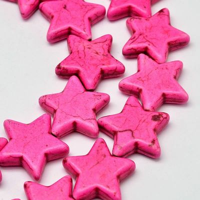 Howlite Star Beads in Pink, 12x12x5mm, 1 Strand