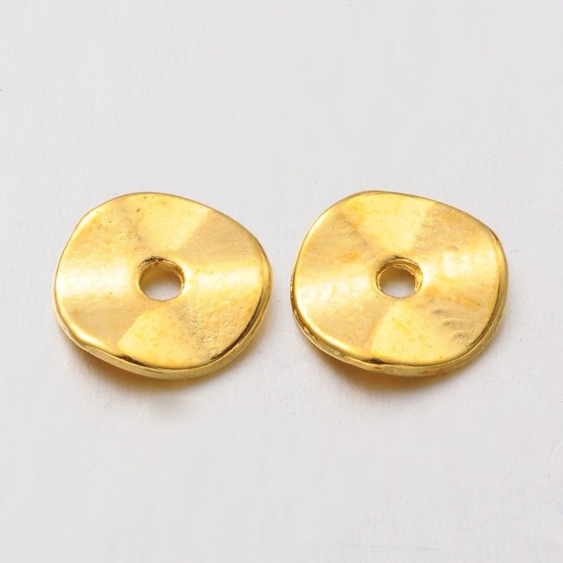 50 x Gold Plated Wavy Rondelle Spacer Beads, 9mm