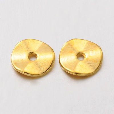 50 x Gold Plated Wavy Rondelle Spacer Beads, 9mm