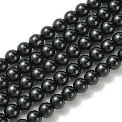 8mm Glass Pearls in Black, 1 Strand