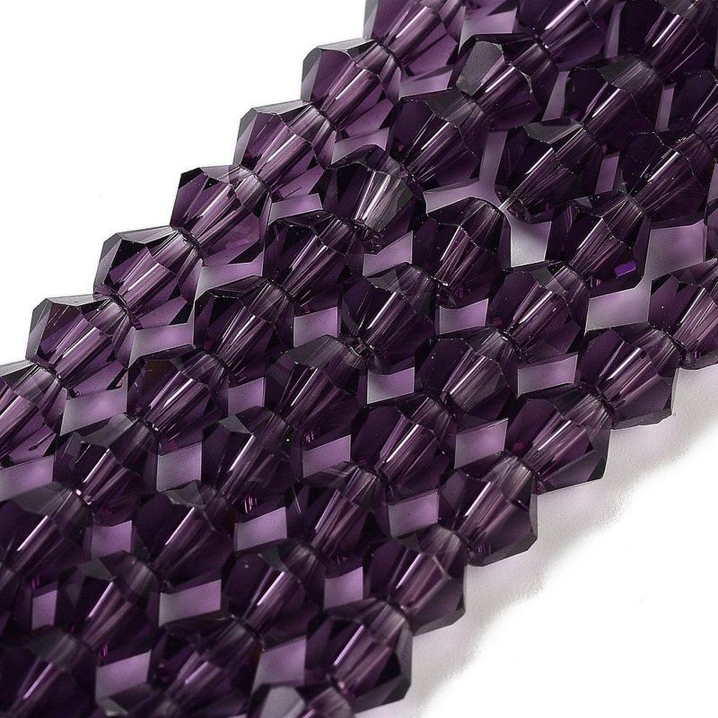 6mm Faceted Bicone Glass in Purple 6mm Faceted Bicone Glass in Purple