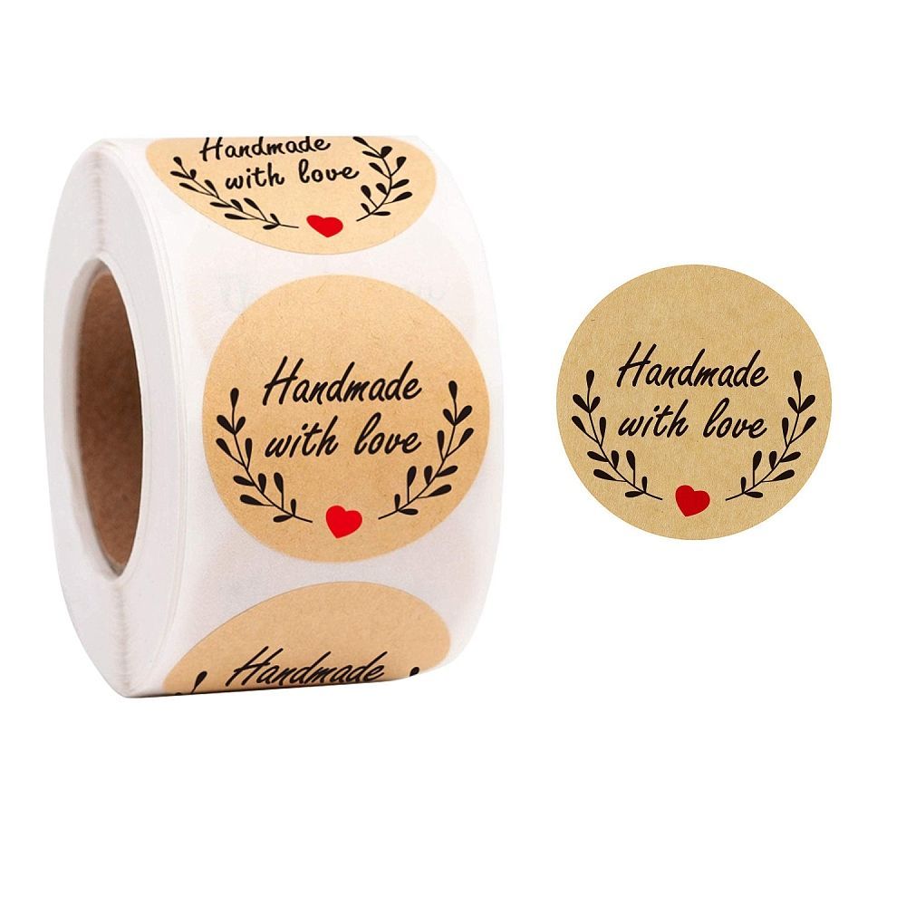 'Handmade with Love' Stickers, 25mm, 500 per Roll