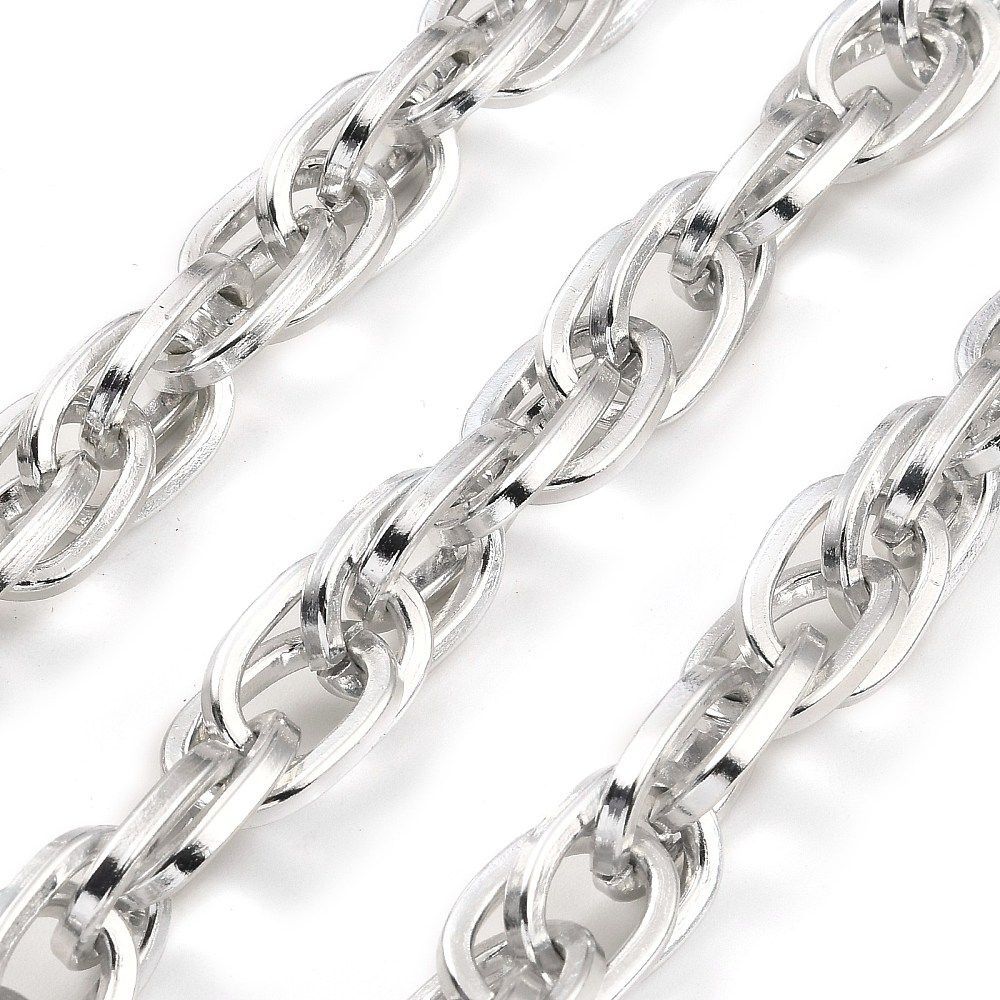 Chunky Aluminium Chain in Silver, 19x12x2mm, 1 Metre