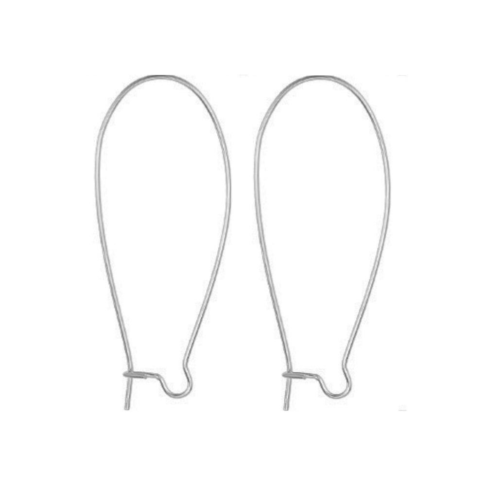 10 x Platinum Kidney Ear Wires, 43x20mm