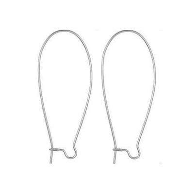 10 x Platinum Kidney Ear Wires, 43x20mm