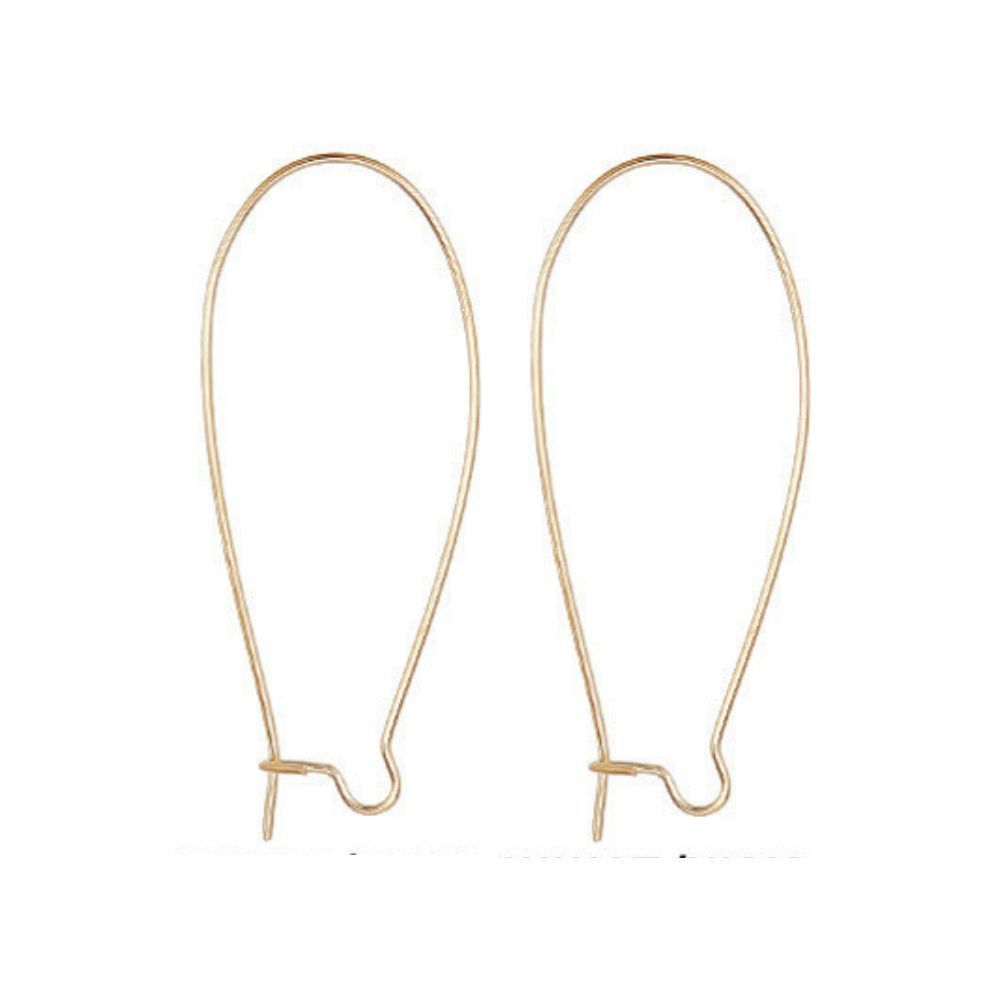 10 x Gold Plated Kidney Ear Wires, 43x20mm