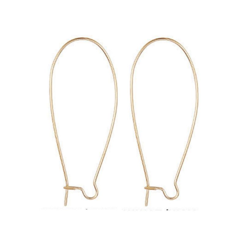 10 x Gold Plated Kidney Ear Wires, 43x20mm