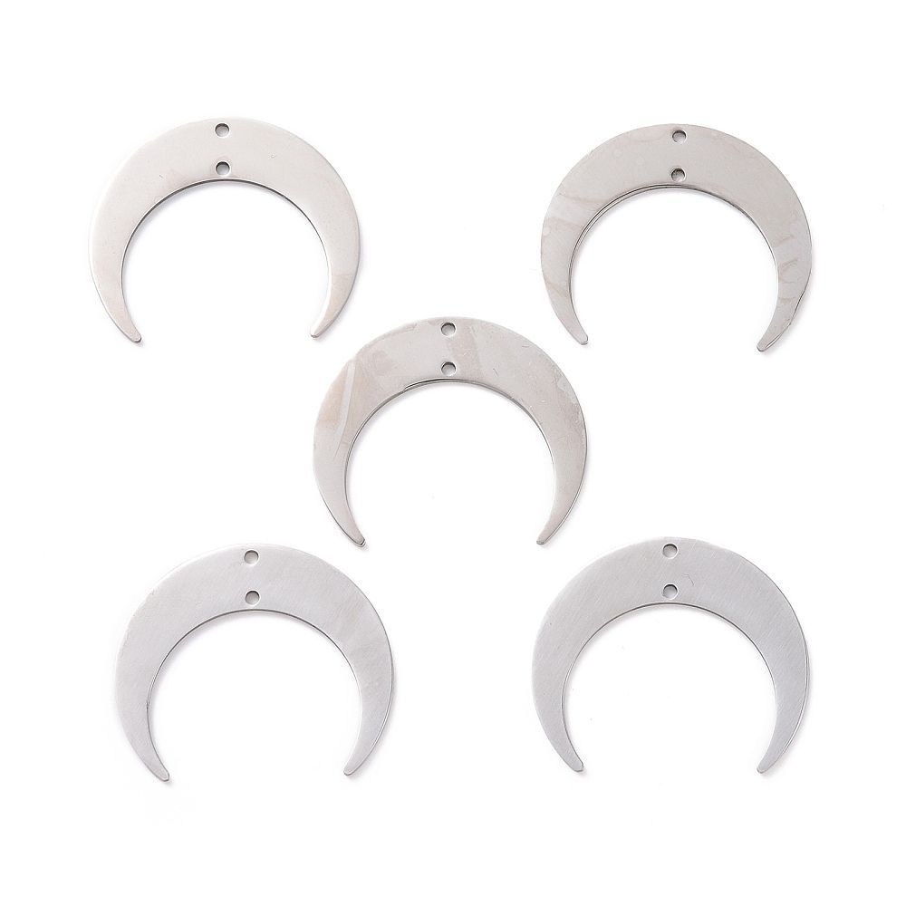 Stainless Steel Crescent Moon Pendant/Connector, 26x30mm